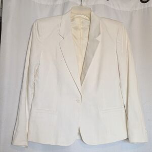 Classic Susan Linley Women's Ivory Color Linen Viscose Lined Blazer Jacket Sz 6